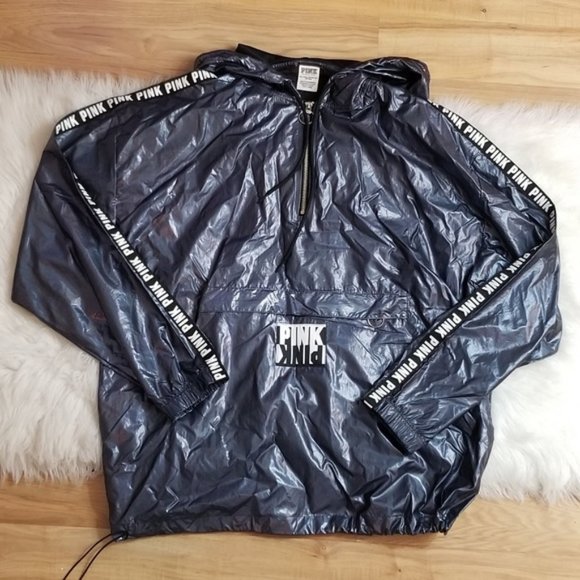 PINK Victoria's Secret Tops - 💎Victoria's Secret PINK Dark Blue Metallic Anorak